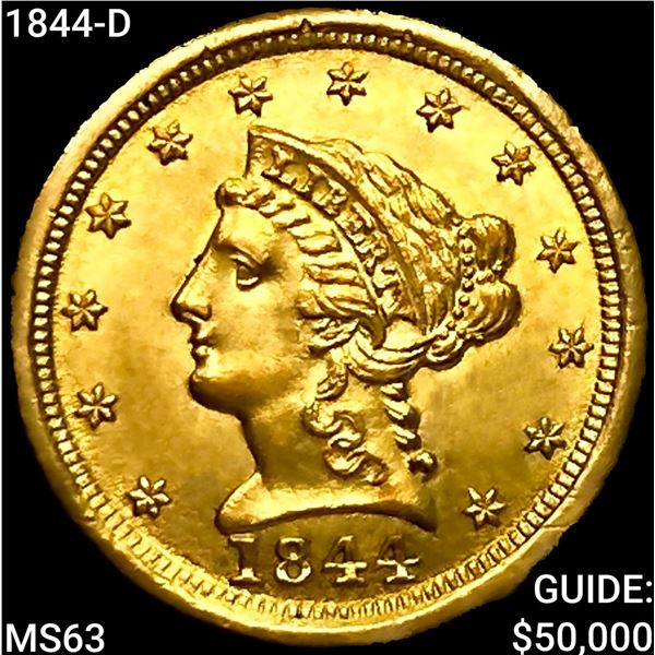 1844-D $2.50 Gold Quarter Eagle CHOICE BU