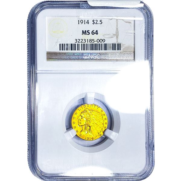 1914 $2.50 Gold Quarter Eagle NGC MS64