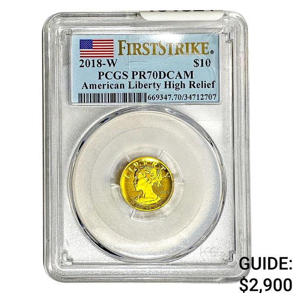 2018-W 1/10oz Gold $10 Liberty PCGS PR70 DCAM
