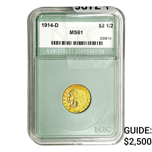 1914-D $2.50 Gold Quarter Eagle NTC MS61