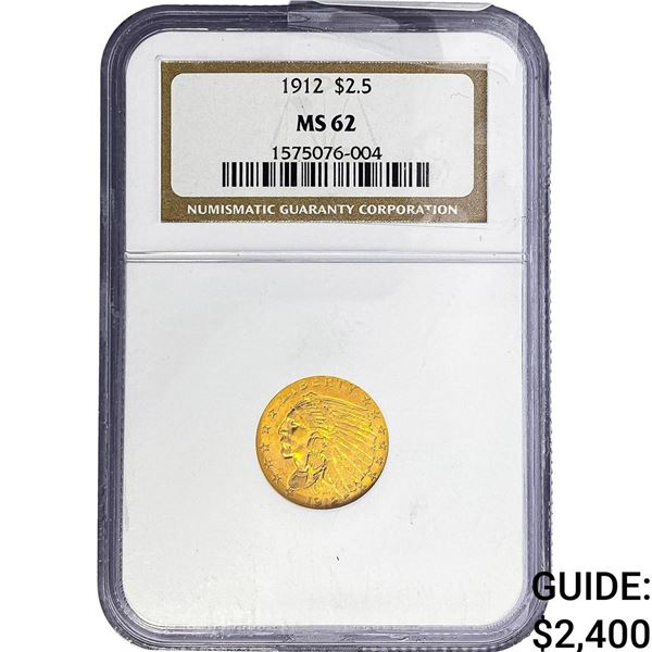 1912 $2.50 Gold Quarter Eagle NGC MS62