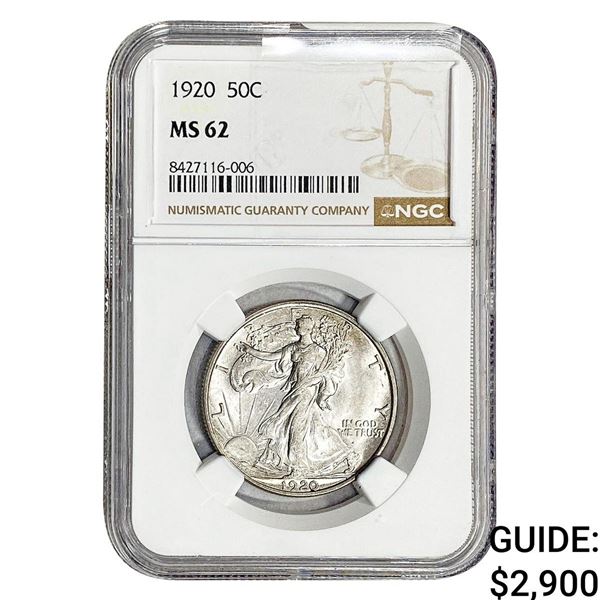 1920 Walking Liberty Half Dollar NGC MS62