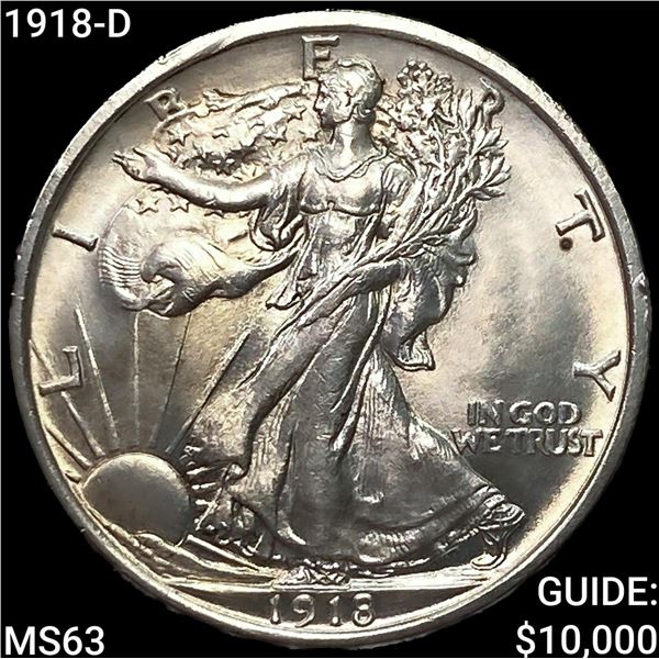 1918-D Walking Liberty Half Dollar CHOICE BU
