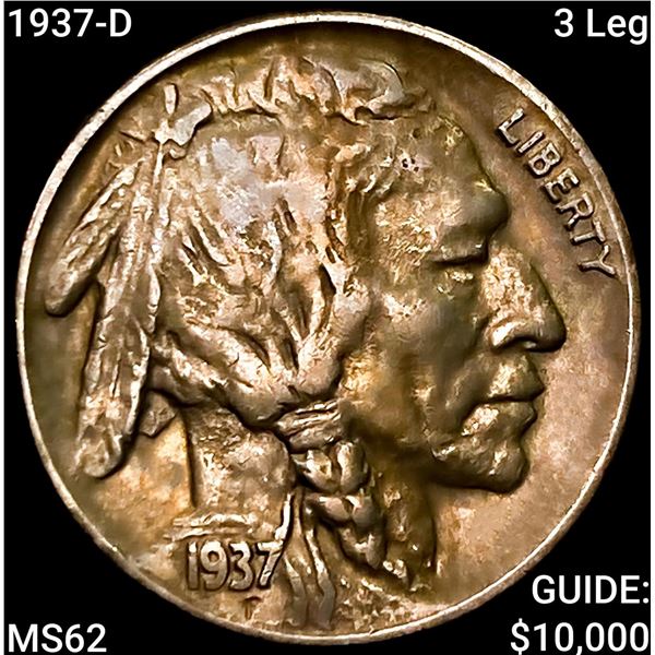 1937-D 3 Leg Buffalo Nickel UNCIRCULATED