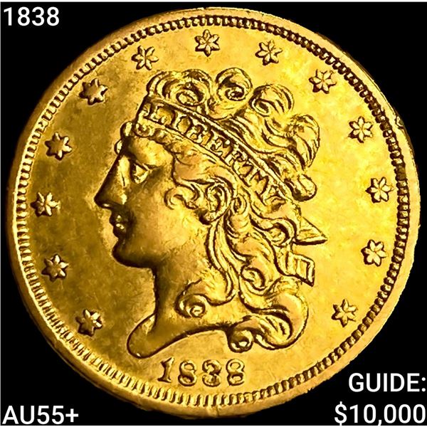 1838 $5 Gold Half Eagle HIGH GRADE+