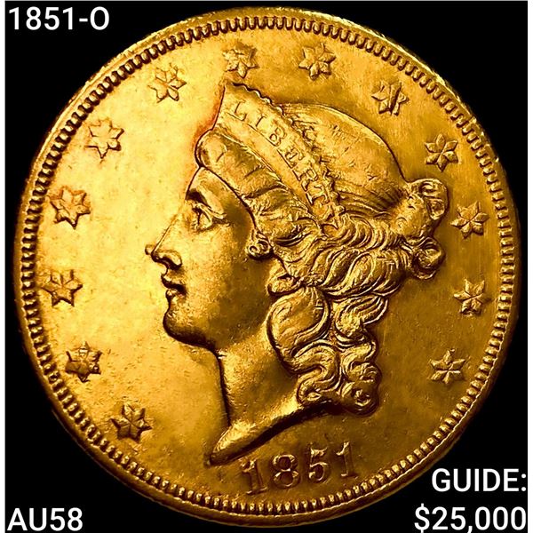 1851-O $20 Gold Double Eagle CHOICE AU