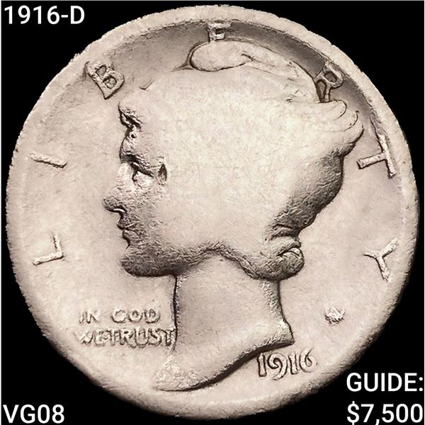 1916-D Mercury Dime NICELY CIRCULATED