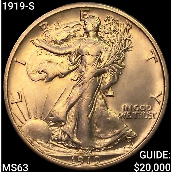 1919-S Walking Liberty Half Dollar CHOICE BU