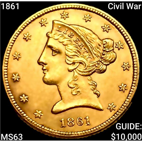 1861 Civil War $5 Gold Half Eagle CHOICE BU