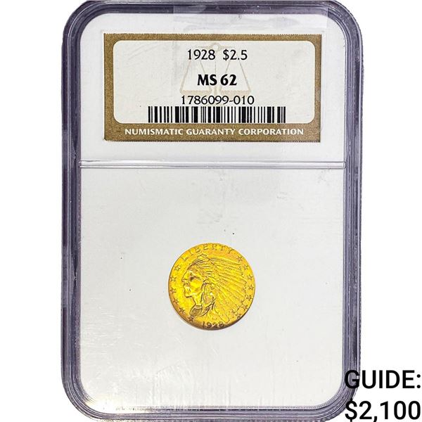1928 $2.50 Gold Quarter Eagle NGC MS62