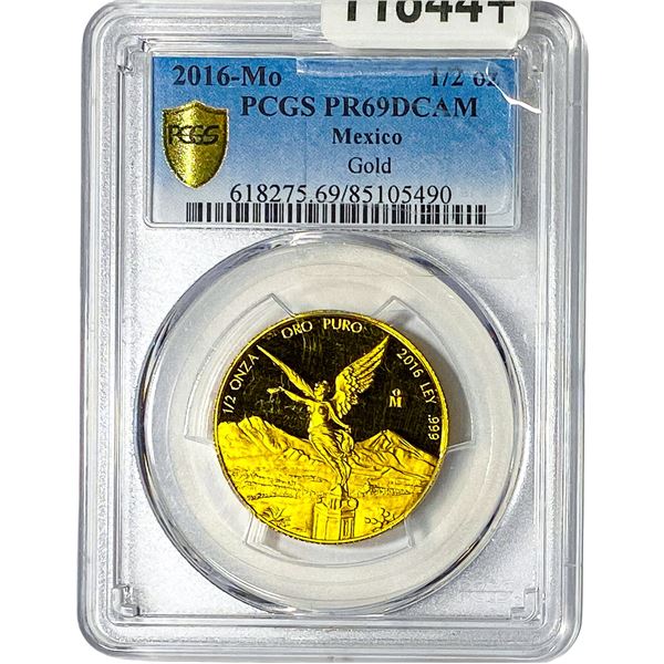 2016-Mo Mexico 1/2oz Gold Libertad PCGS PR69 DCAM