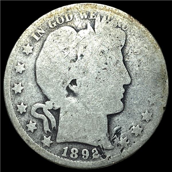 1892 Silver Barber Quarter NICELY CIRCULATED