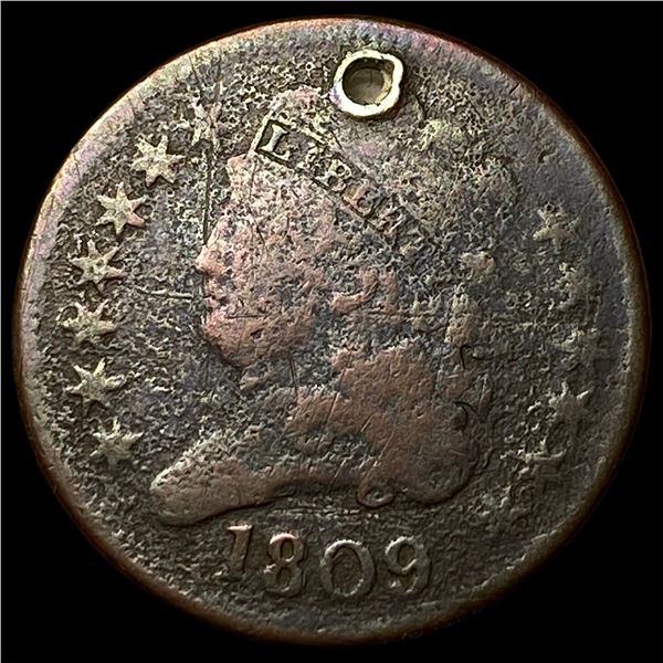 1809 Classic Head Half Cent (holed) NICELY  CIRCULATED