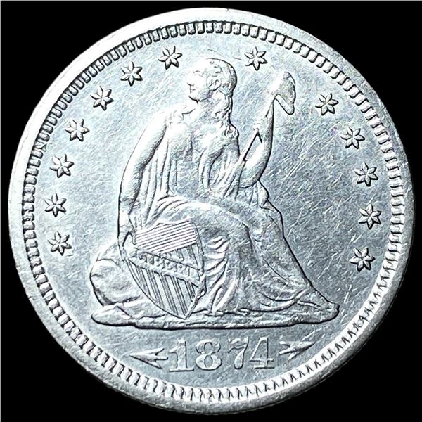 1874 Arrows Seated Liberty Quarter CLOSELY  UNCIRCULATED