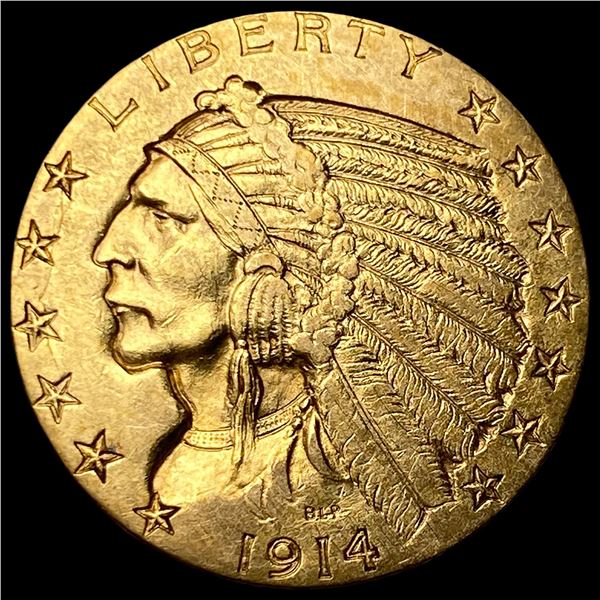 1914 Indian Head Half Eagle $5 Gold CLOSELY  UNCIRCULATED