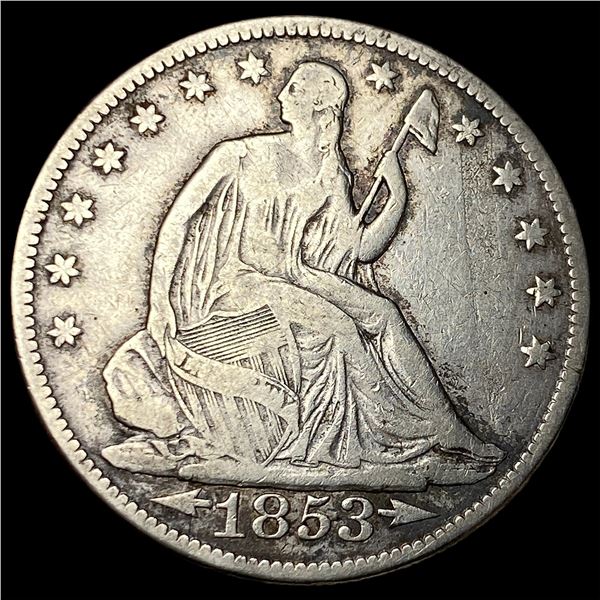 1853 Arrows Seated Liberty Half Dollar  LIGHTLY CIRCULATED