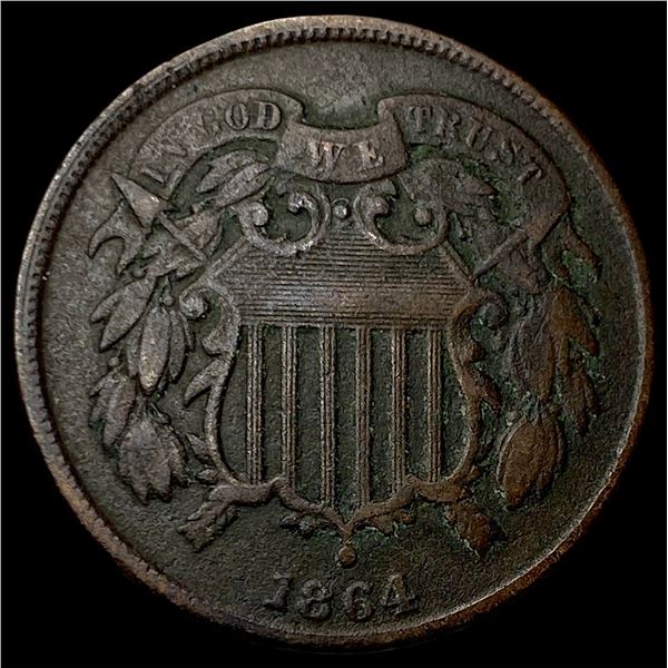 1864 Bronze Two-Cent Piece LIGHTLY CIRCULATED
