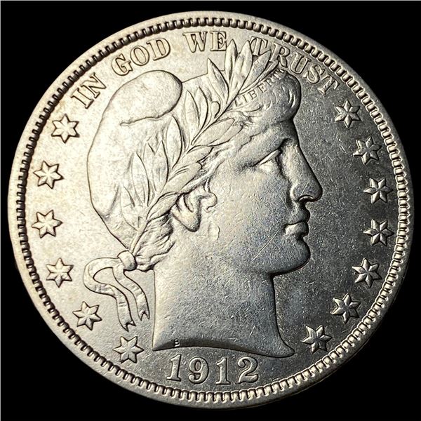 1912-S Silver Half Dollar Barber NEARLY  UNCIRCULATED