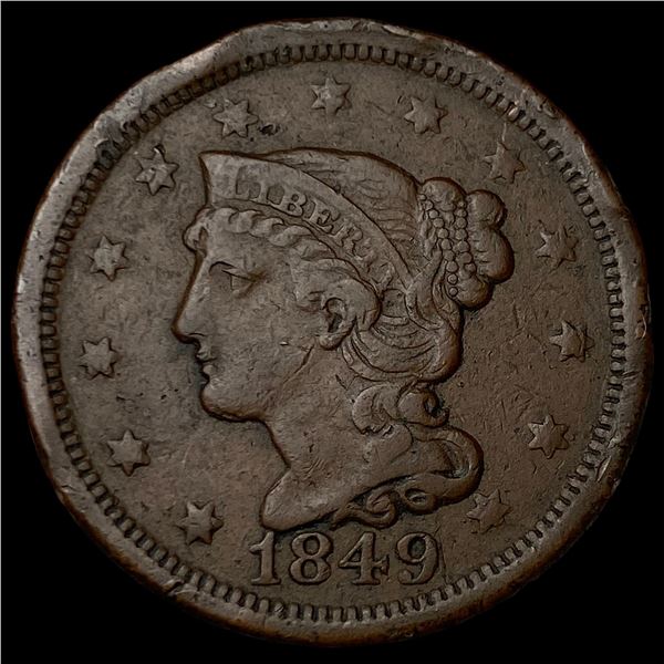 1849 Braided Hair Large Cent LIGHTLY  CIRCULATED