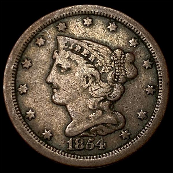 1854 Braided Hair Half Cent LIGHTLY  CIRCULATED
