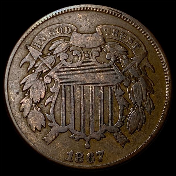 1867 Bronze Two-Cent Piece LIGHTLY CIRCULATED