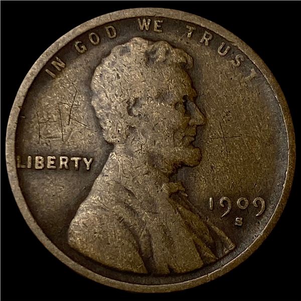 1909-S Lincoln Wheat Cent LIGHTLY CIRCULATED
