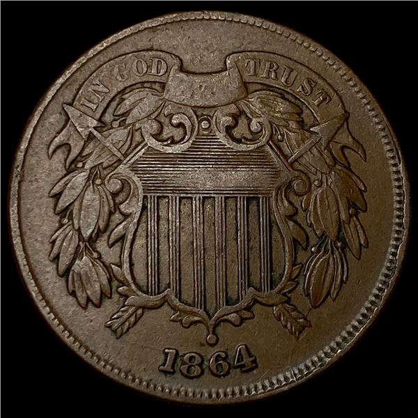 1864 Bronze Two-Cent Piece LIGHTLY CIRCULATED