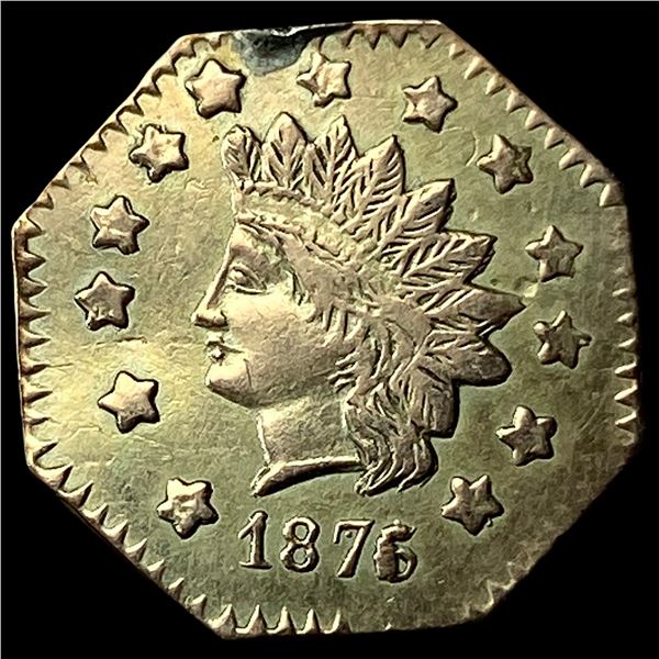 1876 California Gold 1 Dollar Token NEARLY  UNCIRCULATED