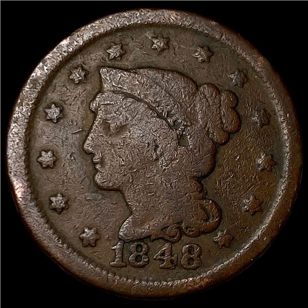 1848 Braided Hair Large Cent NICELY  CIRCULATED