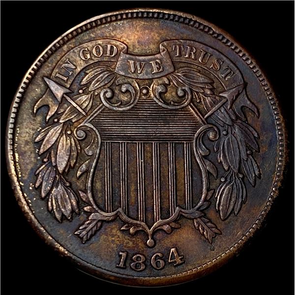 1864 Bronze Two-Cent Piece CHOICE AU