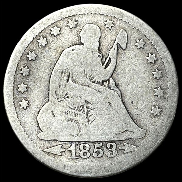 1853 Arrows Seated Liberty Quarter NICELY  CIRCULATED