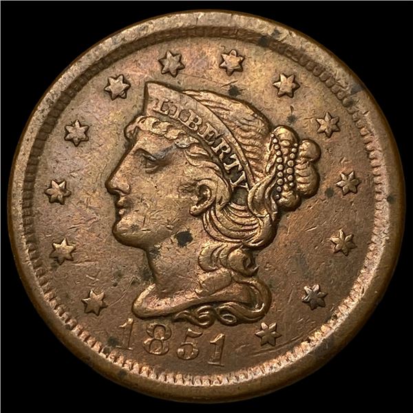 1851 Braided Hair Large Cent NEARLY  UNCIRCULATED