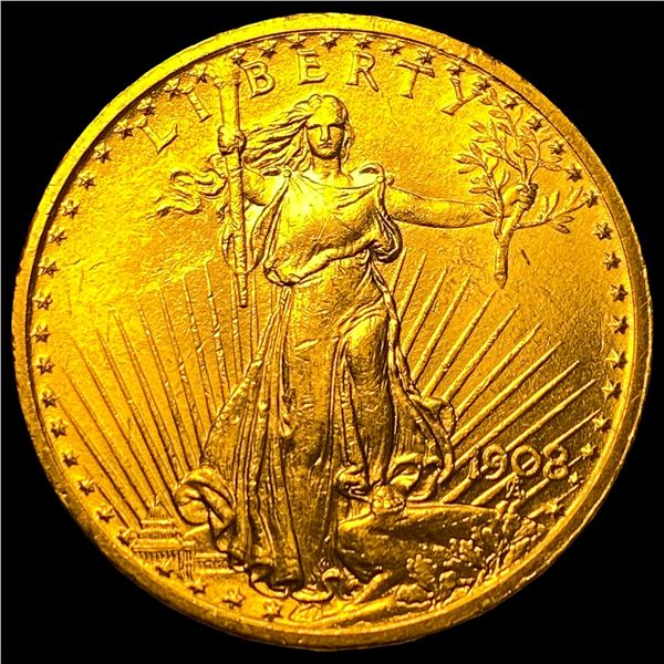 1908 No Motto St. Gaudens $20 Gold Double  Eagle CHOICE BU