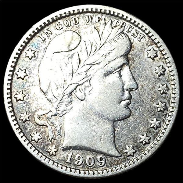 1909 Barber Silver Quarter NEARLY  UNCIRCULATED