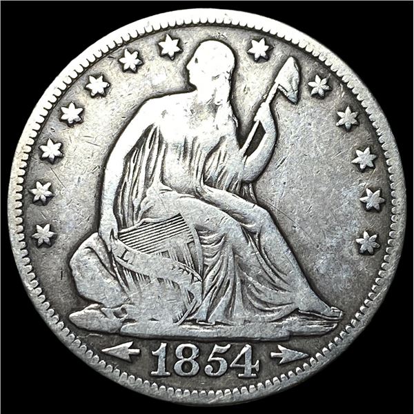 1854 Arrows Seated Liberty Half Dollar  LIGHTLY CIRCULATED