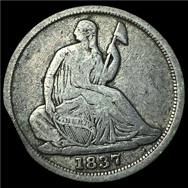 1837 Silver Half Dime No Stars LIGHTLY  CIRCULATED