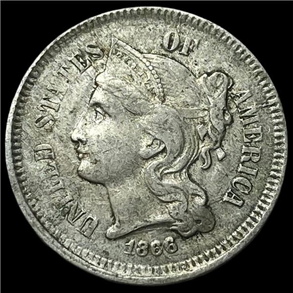 1868 Nickel Three-Cent Piece NEARLY  UNCIRCULATED