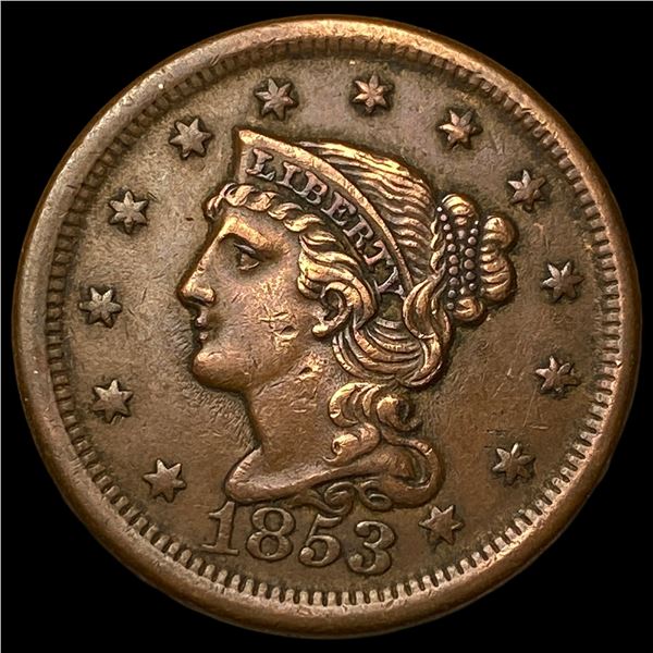 1853 Braided Hair Large Cent CLOSELY  UNCIRCULATED