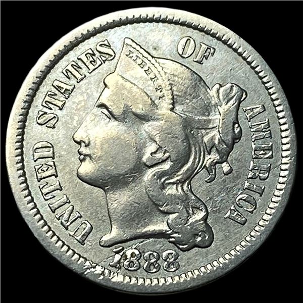 1888 Nickel Three-Cent Piece NEARLY  UNCIRCULATED