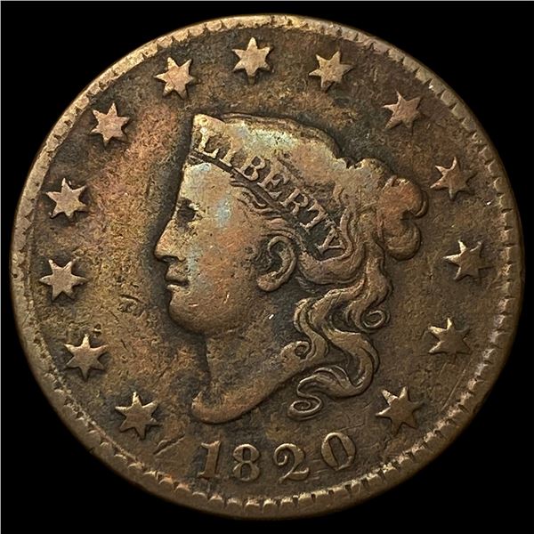 1820 Coronet Head Large Cent LIGHTLY  CIRCULATED