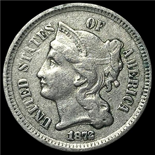 1872 Nickel Three-Cent Piece NEARLY  UNCIRCULATED