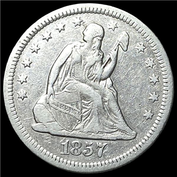 1857-O Silver Seated Liberty Quarter ABOUT  UNCIRCULATED