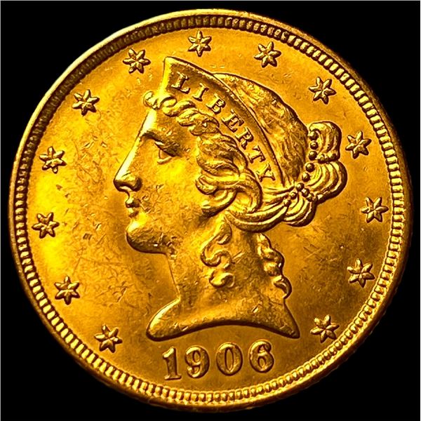1906-D Gold $5 Half Eagle UNCIRCULATED