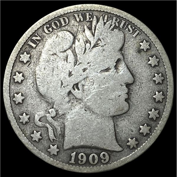 1909-S Silver Barber Half Dollar NICELY  CIRCULATED