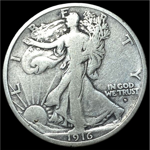 1916-D Silver Walking Liberty Half Dollar  LIGHTLY CIRCULATED