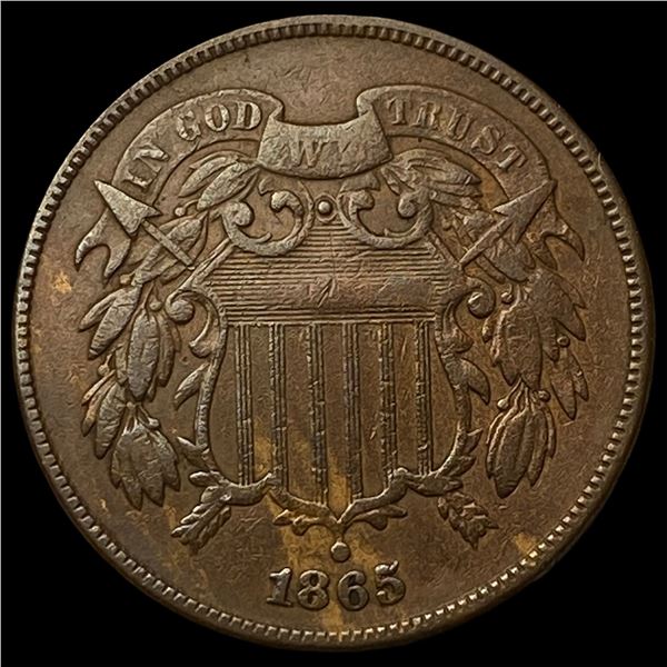 1865 Copper Two-Cent Piece NEARLY  UNCIRCULATED