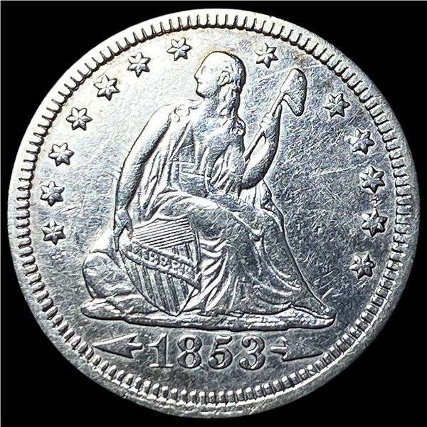 1853 Arrows Seated Liberty Quarter NEARLY  UNCIRCULATED
