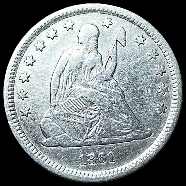 1861 Seated Liberty Quarter NEARLY  UNCIRCULATED