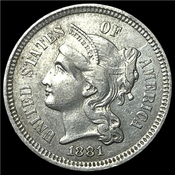 1881 Nickel Three-Cent Piece CLOSELY  UNCIRCULATED