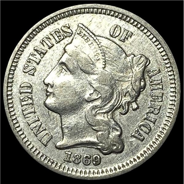 1869 Nickel Three-Cent Piece CLOSELY  UNCIRCULATED